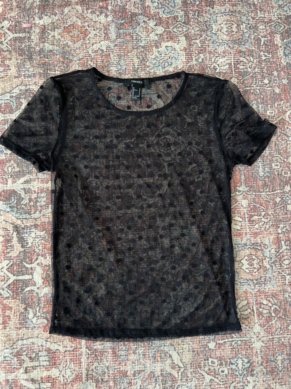Forever 21 Black Sheer Short Sleeve Mesh Top